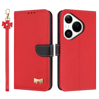 Metal Bow Leather Phone Case with Hand Strap, For Huawei nova 16 Pro / 16 Ultra, For Huawei Pura 90 Pro Max 5G, For Huawei Pura 90 Pro 5G, For Huawei Pura 90 5G, For Huawei nova 15 Ultra, For Huawei nova 15 Pro, For Huawei Mate 80 Pro Max              ...