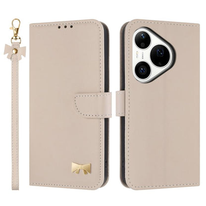 Metal Bow Leather Phone Case with Hand Strap, For Huawei nova 16 Pro / 16 Ultra, For Huawei Pura 90 Pro Max 5G, For Huawei Pura 90 Pro 5G, For Huawei Pura 90 5G, For Huawei nova 15 Ultra, For Huawei nova 15 Pro, For Huawei Mate 80 Pro Max              ...