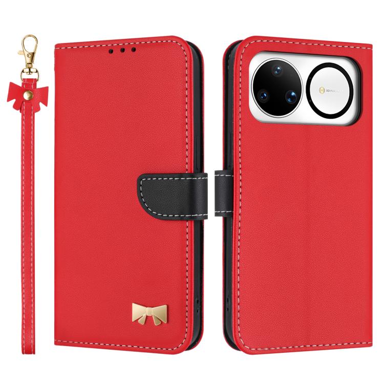 Metal Bow Leather Phone Case with Hand Strap, For Huawei nova 16 Pro / 16 Ultra, For Huawei Pura 90 Pro Max 5G, For Huawei Pura 90 Pro 5G, For Huawei Pura 90 5G, For Huawei nova 15 Ultra, For Huawei nova 15 Pro, For Huawei Mate 80 Pro Max              ...