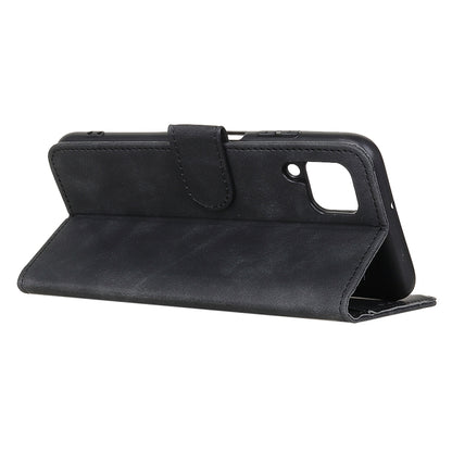 Black wallet case with kickstand base and side cutout opening