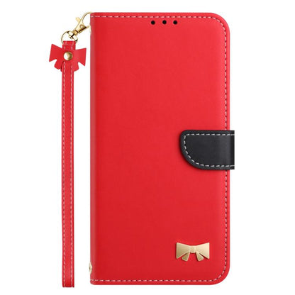 Metal Bow Leather Phone Case with Hand Strap, For Honor X7a 4G, For Honor X8 5G Global
