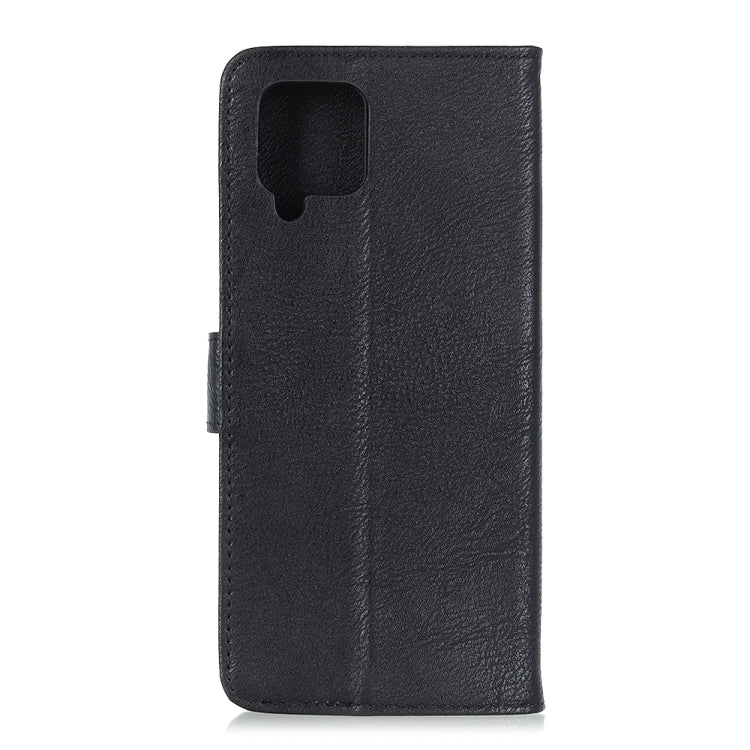 Black leather flip phone case with cutout for camera and speaker