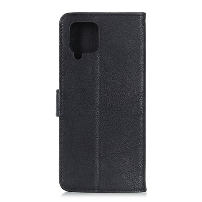 Black leather flip phone case with cutout for camera and speaker