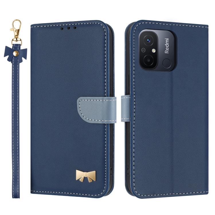 Metal Bow Leather Phone Case with Hand Strap, For Redmi Note 12 Pro 4G Global, For Redmi Note 12 4G, For Redmi Note 12 Pro+ 5G, For Redmi Note 12 Pro 5G, For Redmi 11A / 12C