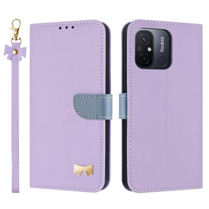 Metal Bow Leather Phone Case with Hand Strap, For Redmi Note 12 Pro 4G Global, For Redmi Note 12 4G, For Redmi Note 12 Pro+ 5G, For Redmi Note 12 Pro 5G, For Redmi 11A / 12C