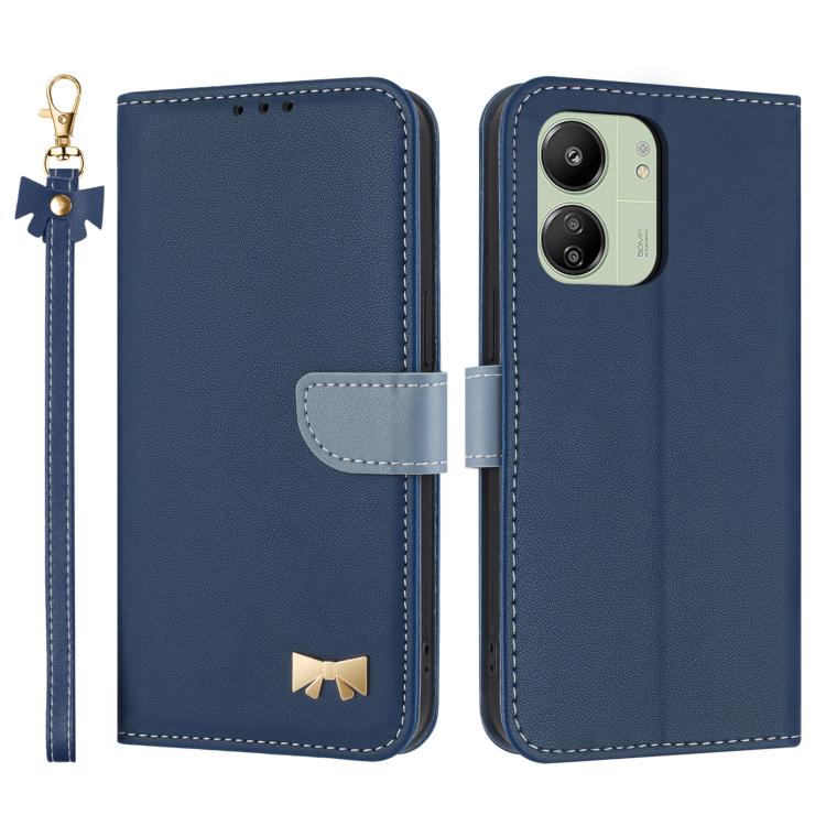 Metal Bow Leather Phone Case with Hand Strap, For Redmi Note 14 4G 164.84mm, For Redmi Note 14 Pro 5G / 14 Pro+, For Redmi Turbo 4 Pro / Poco X7 Pro, For Redmi Note 14 Pro 4G Global, For Redmi Note 14 4G 163.25mm, For Redmi 14C 4G / Poco C75           ...
