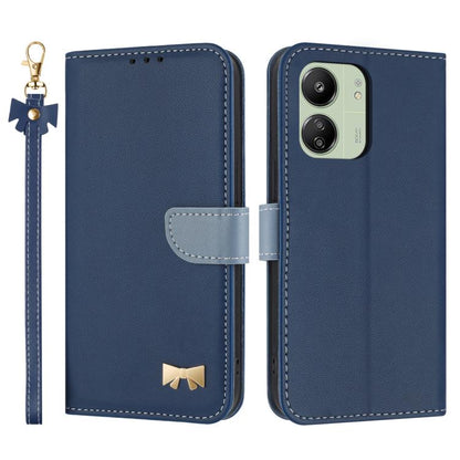 Metal Bow Leather Phone Case with Hand Strap, For Redmi Note 14 4G 164.84mm, For Redmi Note 14 Pro 5G / 14 Pro+, For Redmi Turbo 4 Pro / Poco X7 Pro, For Redmi Note 14 Pro 4G Global, For Redmi Note 14 4G 163.25mm, For Redmi 14C 4G / Poco C75           ...