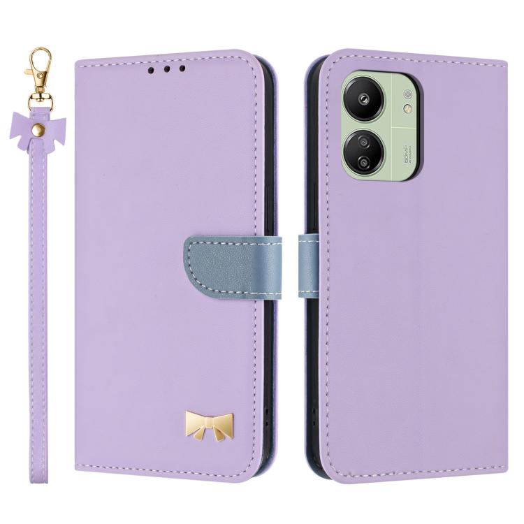 Metal Bow Leather Phone Case with Hand Strap, For Redmi Note 14 4G 164.84mm, For Redmi Note 14 Pro 5G / 14 Pro+, For Redmi Turbo 4 Pro / Poco X7 Pro, For Redmi Note 14 Pro 4G Global, For Redmi Note 14 4G 163.25mm, For Redmi 14C 4G / Poco C75           ...