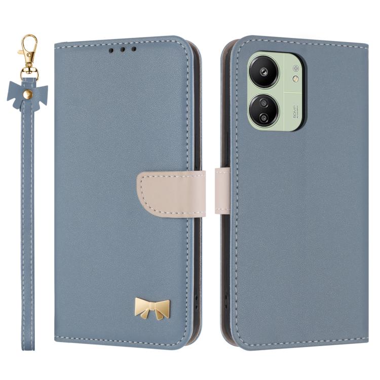 Metal Bow Leather Phone Case with Hand Strap, For Redmi Note 14 4G 164.84mm, For Redmi Note 14 Pro 5G / 14 Pro+, For Redmi Turbo 4 Pro / Poco X7 Pro, For Redmi Note 14 Pro 4G Global, For Redmi Note 14 4G 163.25mm, For Redmi 14C 4G / Poco C75           ...