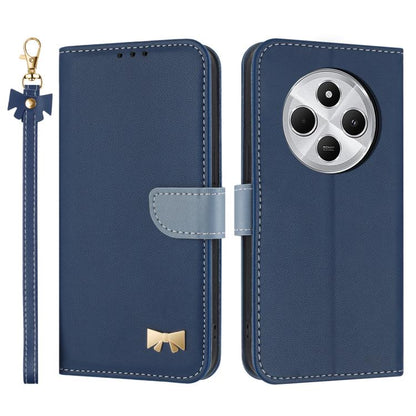 Metal Bow Leather Phone Case with Hand Strap, For Redmi Note 14 4G 164.84mm, For Redmi Note 14 Pro 5G / 14 Pro+, For Redmi Turbo 4 Pro / Poco X7 Pro, For Redmi Note 14 Pro 4G Global, For Redmi Note 14 4G 163.25mm, For Redmi 14C 4G / Poco C75           ...