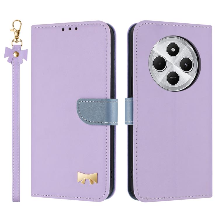 Metal Bow Leather Phone Case with Hand Strap, For Redmi Note 14 4G 164.84mm, For Redmi Note 14 Pro 5G / 14 Pro+, For Redmi Turbo 4 Pro / Poco X7 Pro, For Redmi Note 14 Pro 4G Global, For Redmi Note 14 4G 163.25mm, For Redmi 14C 4G / Poco C75           ...