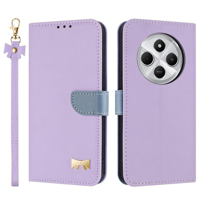 Metal Bow Leather Phone Case with Hand Strap, For Redmi Note 14 4G 164.84mm, For Redmi Note 14 Pro 5G / 14 Pro+, For Redmi Turbo 4 Pro / Poco X7 Pro, For Redmi Note 14 Pro 4G Global, For Redmi Note 14 4G 163.25mm, For Redmi 14C 4G / Poco C75           ...