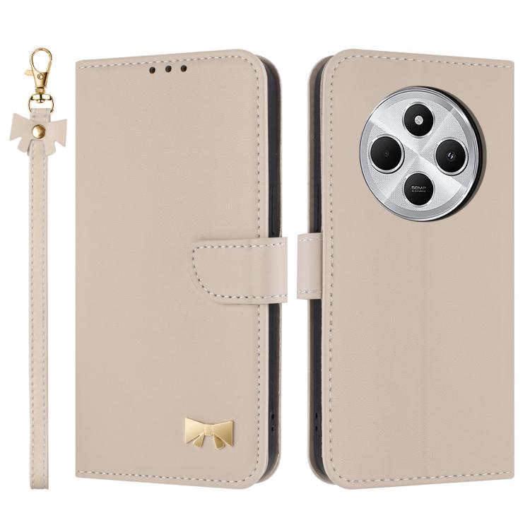 Metal Bow Leather Phone Case with Hand Strap, For Redmi Note 14 4G 164.84mm, For Redmi Note 14 Pro 5G / 14 Pro+, For Redmi Turbo 4 Pro / Poco X7 Pro, For Redmi Note 14 Pro 4G Global, For Redmi Note 14 4G 163.25mm, For Redmi 14C 4G / Poco C75           ...