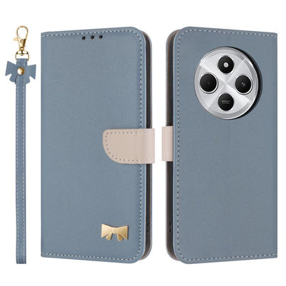 Metal Bow Leather Phone Case with Hand Strap, For Redmi Note 14 4G 164.84mm, For Redmi Note 14 Pro 5G / 14 Pro+, For Redmi Turbo 4 Pro / Poco X7 Pro, For Redmi Note 14 Pro 4G Global, For Redmi Note 14 4G 163.25mm, For Redmi 14C 4G / Poco C75           ...