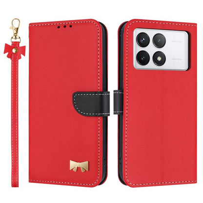 Metal Bow Leather Phone Case with Hand Strap, For Redmi Note 14 4G 164.84mm, For Redmi Note 14 Pro 5G / 14 Pro+, For Redmi Turbo 4 Pro / Poco X7 Pro, For Redmi Note 14 Pro 4G Global, For Redmi Note 14 4G 163.25mm, For Redmi 14C 4G / Poco C75           ...