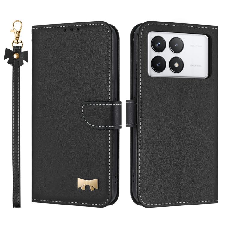 Metal Bow Leather Phone Case with Hand Strap, For Redmi Note 14 4G 164.84mm, For Redmi Note 14 Pro 5G / 14 Pro+, For Redmi Turbo 4 Pro / Poco X7 Pro, For Redmi Note 14 Pro 4G Global, For Redmi Note 14 4G 163.25mm, For Redmi 14C 4G / Poco C75           ...