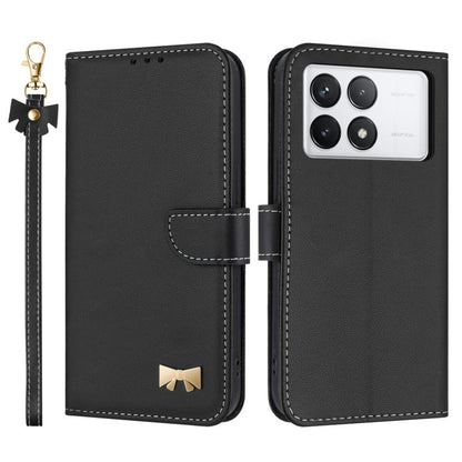 Metal Bow Leather Phone Case with Hand Strap, For Redmi Note 14 4G 164.84mm, For Redmi Note 14 Pro 5G / 14 Pro+, For Redmi Turbo 4 Pro / Poco X7 Pro, For Redmi Note 14 Pro 4G Global, For Redmi Note 14 4G 163.25mm, For Redmi 14C 4G / Poco C75           ...