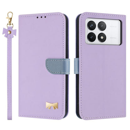 Metal Bow Leather Phone Case with Hand Strap, For Redmi Note 14 4G 164.84mm, For Redmi Note 14 Pro 5G / 14 Pro+, For Redmi Turbo 4 Pro / Poco X7 Pro, For Redmi Note 14 Pro 4G Global, For Redmi Note 14 4G 163.25mm, For Redmi 14C 4G / Poco C75           ...