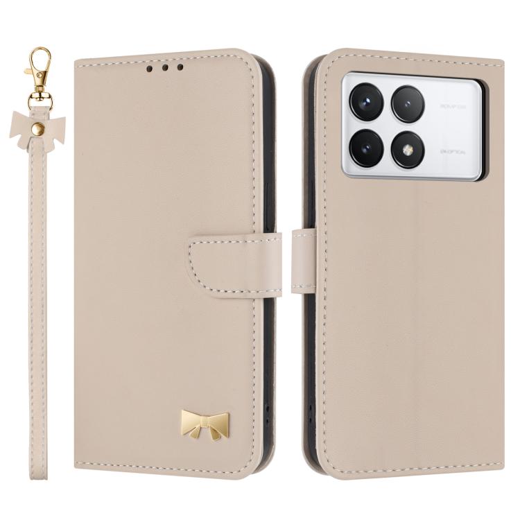 Metal Bow Leather Phone Case with Hand Strap, For Redmi Note 14 4G 164.84mm, For Redmi Note 14 Pro 5G / 14 Pro+, For Redmi Turbo 4 Pro / Poco X7 Pro, For Redmi Note 14 Pro 4G Global, For Redmi Note 14 4G 163.25mm, For Redmi 14C 4G / Poco C75           ...
