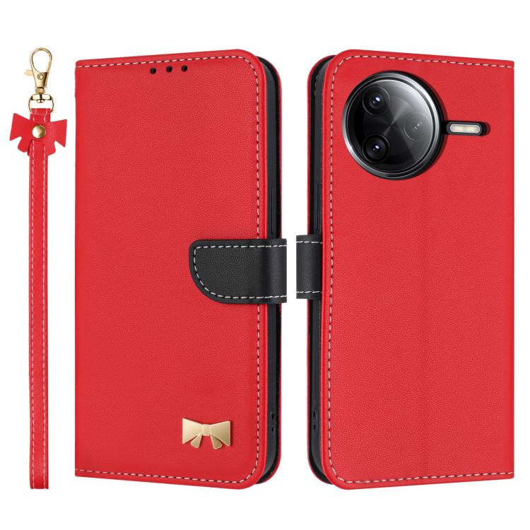 Metal Bow Leather Phone Case with Hand Strap, For Redmi Note 17 4G / 5G Global 169.7mm, For Redmi Note 17 Pro+ 5G Global 163.4mm, For Redmi 15a 5G Global, For Redmi Turbo 5 Max 5G / Poco X8 Pro Max 5G, For Redmi Turbo 5 5G / Poco X8 Pro 5G             ...