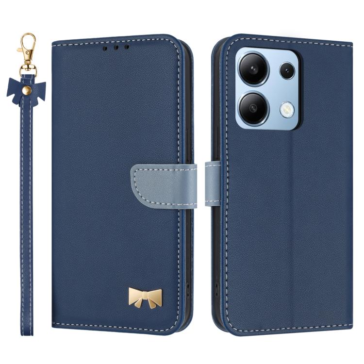 Metal Bow Leather Phone Case with Hand Strap, For Redmi Note 14 4G 164.84mm, For Redmi Note 14 Pro 5G / 14 Pro+, For Redmi Turbo 4 Pro / Poco X7 Pro, For Redmi Note 14 Pro 4G Global, For Redmi Note 14 4G 163.25mm, For Redmi 14C 4G / Poco C75           ...