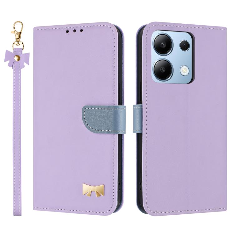 Metal Bow Leather Phone Case with Hand Strap, For Redmi Note 14 4G 164.84mm, For Redmi Note 14 Pro 5G / 14 Pro+, For Redmi Turbo 4 Pro / Poco X7 Pro, For Redmi Note 14 Pro 4G Global, For Redmi Note 14 4G 163.25mm, For Redmi 14C 4G / Poco C75           ...