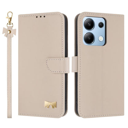 Metal Bow Leather Phone Case with Hand Strap, For Redmi Note 14 4G 164.84mm, For Redmi Note 14 Pro 5G / 14 Pro+, For Redmi Turbo 4 Pro / Poco X7 Pro, For Redmi Note 14 Pro 4G Global, For Redmi Note 14 4G 163.25mm, For Redmi 14C 4G / Poco C75           ...