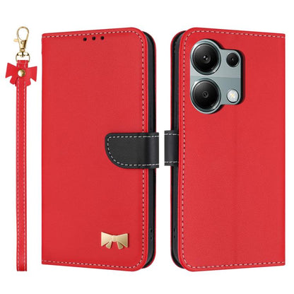 Metal Bow Leather Phone Case with Hand Strap, For Redmi Note 14 4G 164.84mm, For Redmi Note 14 Pro 5G / 14 Pro+, For Redmi Turbo 4 Pro / Poco X7 Pro, For Redmi Note 14 Pro 4G Global, For Redmi Note 14 4G 163.25mm, For Redmi 14C 4G / Poco C75           ...