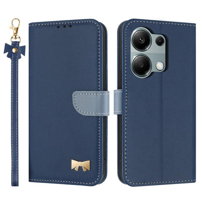 Metal Bow Leather Phone Case with Hand Strap, For Redmi Note 14 4G 164.84mm, For Redmi Note 14 Pro 5G / 14 Pro+, For Redmi Turbo 4 Pro / Poco X7 Pro, For Redmi Note 14 Pro 4G Global, For Redmi Note 14 4G 163.25mm, For Redmi 14C 4G / Poco C75           ...