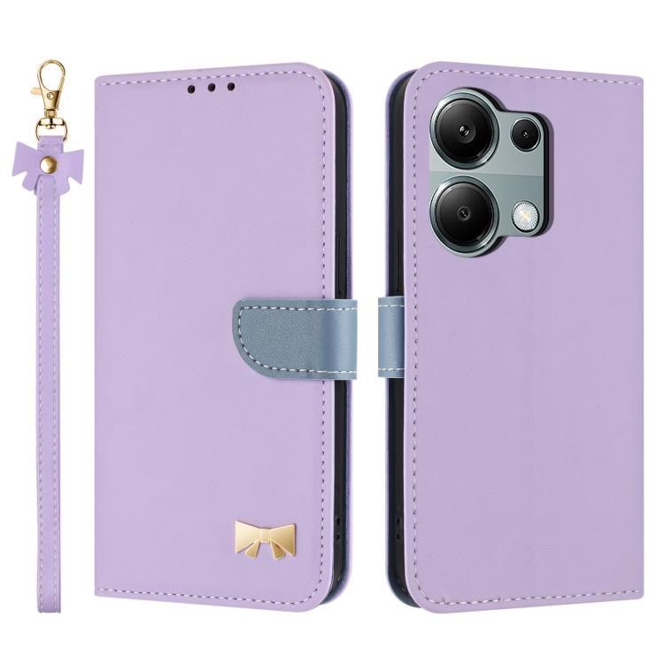 Metal Bow Leather Phone Case with Hand Strap, For Redmi Note 14 4G 164.84mm, For Redmi Note 14 Pro 5G / 14 Pro+, For Redmi Turbo 4 Pro / Poco X7 Pro, For Redmi Note 14 Pro 4G Global, For Redmi Note 14 4G 163.25mm, For Redmi 14C 4G / Poco C75           ...