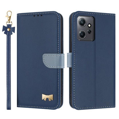 Metal Bow Leather Phone Case with Hand Strap, For Redmi Note 12 Pro 4G Global, For Redmi Note 12 4G, For Redmi Note 12 Pro+ 5G, For Redmi Note 12 Pro 5G, For Redmi 11A / 12C