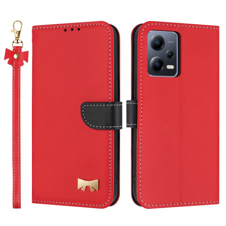 Metal Bow Leather Phone Case with Hand Strap, For Redmi Note 14 4G 164.84mm, For Redmi Note 14 Pro 5G / 14 Pro+, For Redmi Turbo 4 Pro / Poco X7 Pro, For Redmi Note 14 Pro 4G Global, For Redmi Note 14 4G 163.25mm, For Redmi 14C 4G / Poco C75           ...
