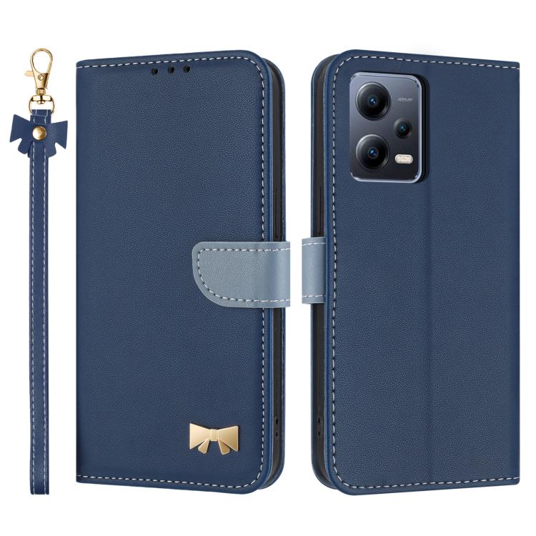 Metal Bow Leather Phone Case with Hand Strap, For Redmi Note 14 4G 164.84mm, For Redmi Note 14 Pro 5G / 14 Pro+, For Redmi Turbo 4 Pro / Poco X7 Pro, For Redmi Note 14 Pro 4G Global, For Redmi Note 14 4G 163.25mm, For Redmi 14C 4G / Poco C75           ...