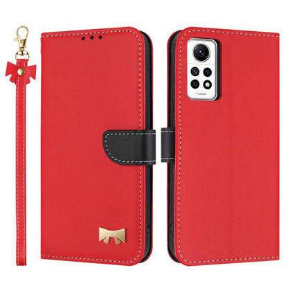 Metal Bow Leather Phone Case with Hand Strap, For Redmi Note 12 Pro 4G Global, For Redmi Note 12 4G, For Redmi Note 12 Pro+ 5G, For Redmi Note 12 Pro 5G, For Redmi 11A / 12C