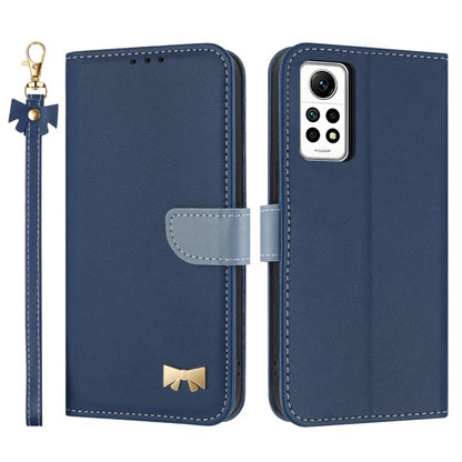 Metal Bow Leather Phone Case with Hand Strap, For Redmi Note 12 Pro 4G Global, For Redmi Note 12 4G, For Redmi Note 12 Pro+ 5G, For Redmi Note 12 Pro 5G, For Redmi 11A / 12C