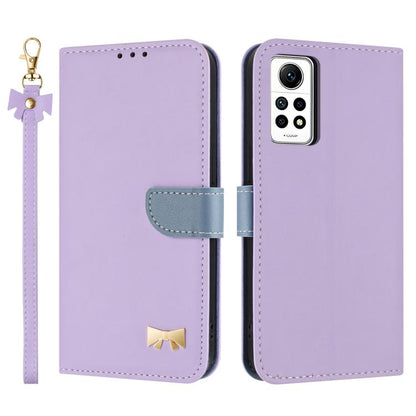 Metal Bow Leather Phone Case with Hand Strap, For Redmi Note 12 Pro 4G Global, For Redmi Note 12 4G, For Redmi Note 12 Pro+ 5G, For Redmi Note 12 Pro 5G, For Redmi 11A / 12C