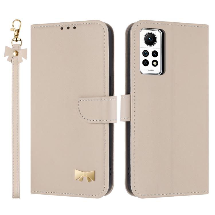 Metal Bow Leather Phone Case with Hand Strap, For Redmi Note 12 Pro 4G Global, For Redmi Note 12 4G, For Redmi Note 12 Pro+ 5G, For Redmi Note 12 Pro 5G, For Redmi 11A / 12C