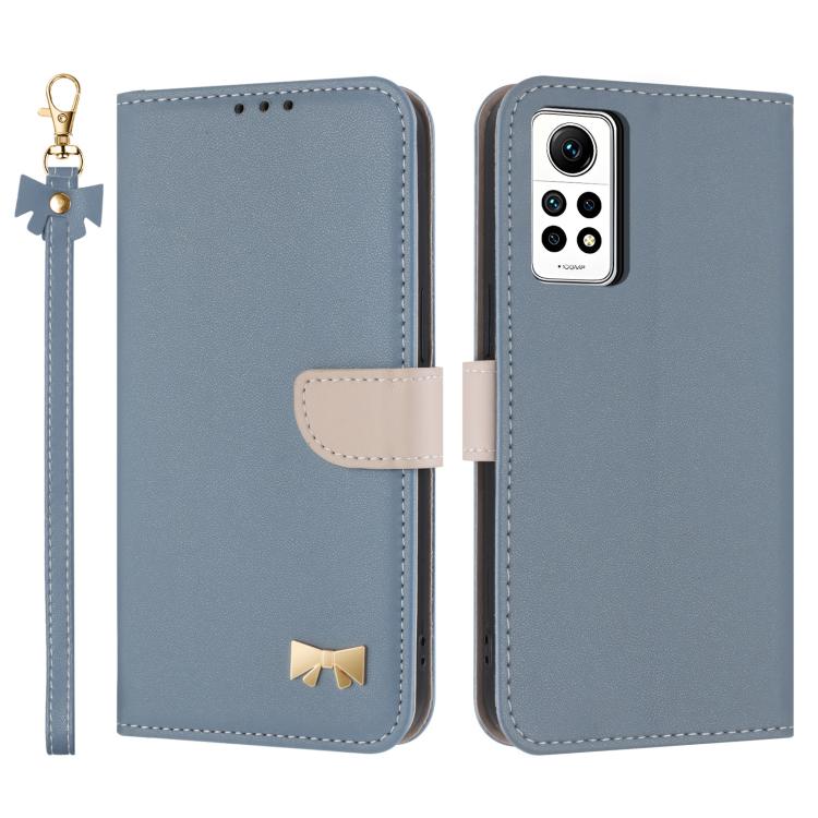 Metal Bow Leather Phone Case with Hand Strap, For Redmi Note 12 Pro 4G Global, For Redmi Note 12 4G, For Redmi Note 12 Pro+ 5G, For Redmi Note 12 Pro 5G, For Redmi 11A / 12C