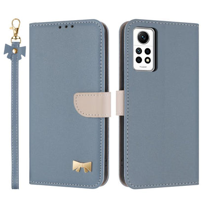 Metal Bow Leather Phone Case with Hand Strap, For Redmi Note 12 Pro 4G Global, For Redmi Note 12 4G, For Redmi Note 12 Pro+ 5G, For Redmi Note 12 Pro 5G, For Redmi 11A / 12C