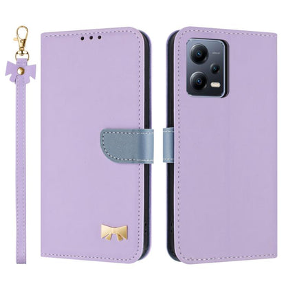 Metal Bow Leather Phone Case with Hand Strap, For Redmi Note 12 Pro 4G Global, For Redmi Note 12 4G, For Redmi Note 12 Pro+ 5G, For Redmi Note 12 Pro 5G, For Redmi 11A / 12C