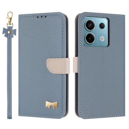 Metal Bow Leather Phone Case with Hand Strap, For Redmi Note 14 4G 164.84mm, For Redmi Note 14 Pro 5G / 14 Pro+, For Redmi Turbo 4 Pro / Poco X7 Pro, For Redmi Note 14 Pro 4G Global, For Redmi Note 14 4G 163.25mm, For Redmi 14C 4G / Poco C75           ...