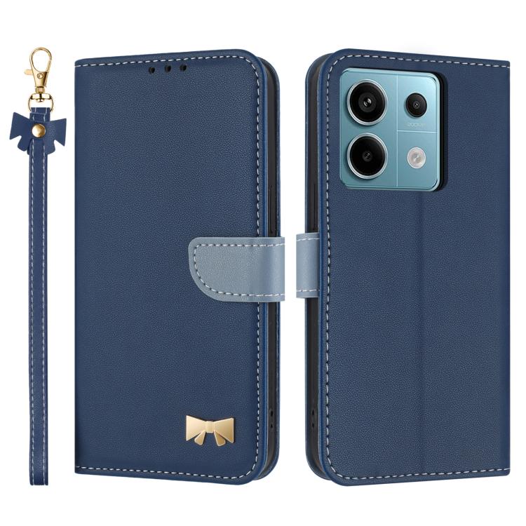 Metal Bow Leather Phone Case with Hand Strap, For Redmi Note 14 4G 164.84mm, For Redmi Note 14 Pro 5G / 14 Pro+, For Redmi Turbo 4 Pro / Poco X7 Pro, For Redmi Note 14 Pro 4G Global, For Redmi Note 14 4G 163.25mm, For Redmi 14C 4G / Poco C75           ...