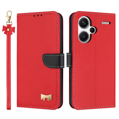 Metal Bow Leather Phone Case with Hand Strap, For Redmi Note 14 4G 164.84mm, For Redmi Note 14 Pro 5G / 14 Pro+, For Redmi Turbo 4 Pro / Poco X7 Pro, For Redmi Note 14 Pro 4G Global, For Redmi Note 14 4G 163.25mm, For Redmi 14C 4G / Poco C75           ...