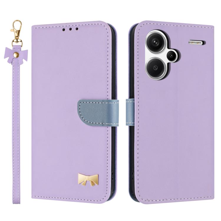Metal Bow Leather Phone Case with Hand Strap, For Redmi Note 14 4G 164.84mm, For Redmi Note 14 Pro 5G / 14 Pro+, For Redmi Turbo 4 Pro / Poco X7 Pro, For Redmi Note 14 Pro 4G Global, For Redmi Note 14 4G 163.25mm, For Redmi 14C 4G / Poco C75           ...