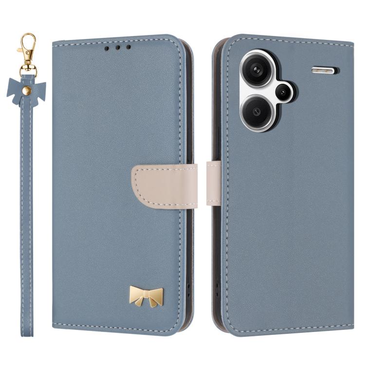 Metal Bow Leather Phone Case with Hand Strap, For Redmi Note 14 4G 164.84mm, For Redmi Note 14 Pro 5G / 14 Pro+, For Redmi Turbo 4 Pro / Poco X7 Pro, For Redmi Note 14 Pro 4G Global, For Redmi Note 14 4G 163.25mm, For Redmi 14C 4G / Poco C75           ...