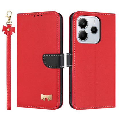 Metal Bow Leather Phone Case with Hand Strap, For Redmi Note 14 4G 164.84mm, For Redmi Note 14 Pro 5G / 14 Pro+, For Redmi Turbo 4 Pro / Poco X7 Pro, For Redmi Note 14 Pro 4G Global, For Redmi Note 14 4G 163.25mm, For Redmi 14C 4G / Poco C75           ...