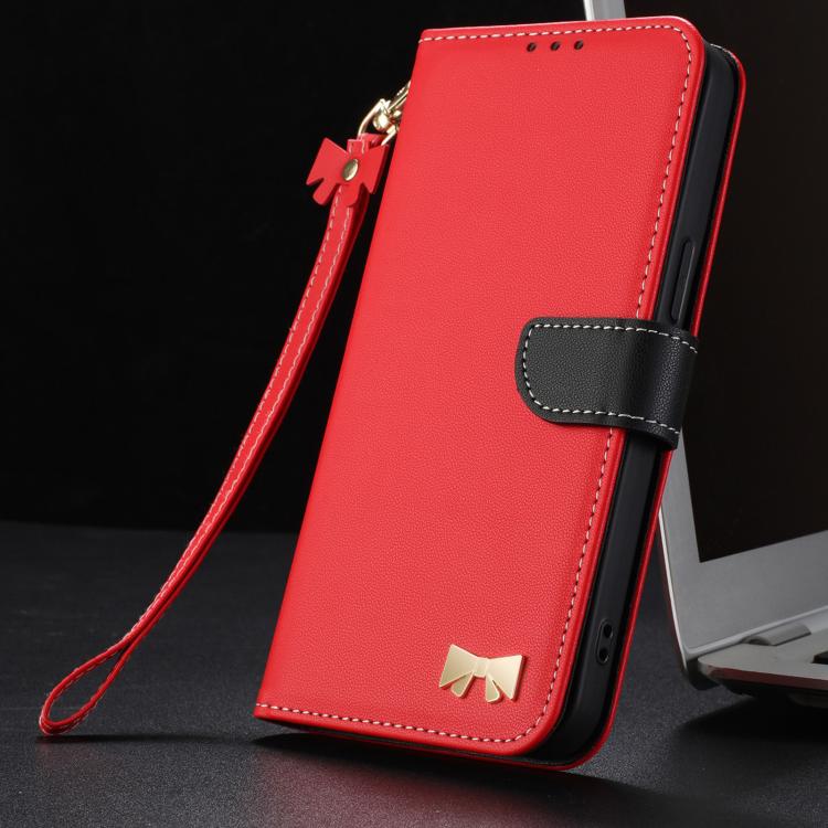 Metal Bow Leather Phone Case with Hand Strap, For Redmi Note 14 4G 164.84mm, For Redmi Note 14 Pro 5G / 14 Pro+, For Redmi Turbo 4 Pro / Poco X7 Pro, For Redmi Note 14 Pro 4G Global, For Redmi Note 14 4G 163.25mm, For Redmi 14C 4G / Poco C75           ...