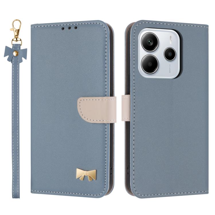 Metal Bow Leather Phone Case with Hand Strap, For Redmi Note 14 4G 164.84mm, For Redmi Note 14 Pro 5G / 14 Pro+, For Redmi Turbo 4 Pro / Poco X7 Pro, For Redmi Note 14 Pro 4G Global, For Redmi Note 14 4G 163.25mm, For Redmi 14C 4G / Poco C75           ...