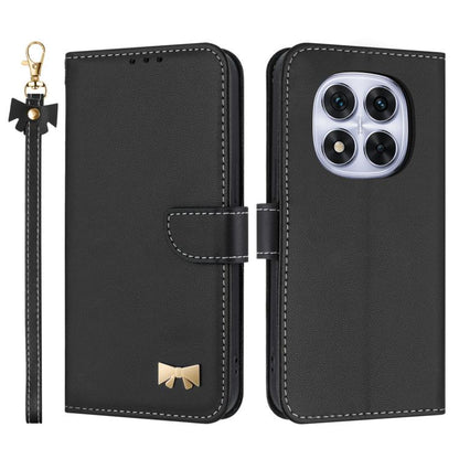 Metal Bow Leather Phone Case with Hand Strap, For Redmi Note 14 4G 164.84mm, For Redmi Note 14 Pro 5G / 14 Pro+, For Redmi Turbo 4 Pro / Poco X7 Pro, For Redmi Note 14 Pro 4G Global, For Redmi Note 14 4G 163.25mm, For Redmi 14C 4G / Poco C75           ...