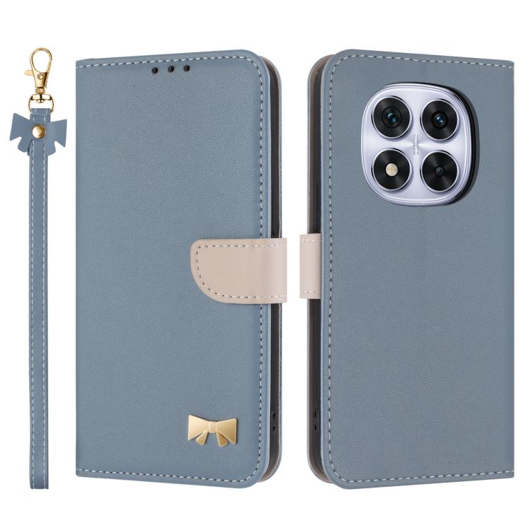 Metal Bow Leather Phone Case with Hand Strap, For Redmi Note 14 4G 164.84mm, For Redmi Note 14 Pro 5G / 14 Pro+, For Redmi Turbo 4 Pro / Poco X7 Pro, For Redmi Note 14 Pro 4G Global, For Redmi Note 14 4G 163.25mm, For Redmi 14C 4G / Poco C75           ...